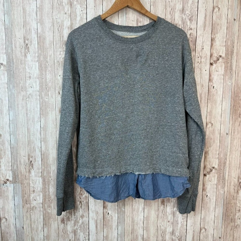 Current Elliott Womens The Detention Sweatshirt Chambray Heather Grey‎ Size 2